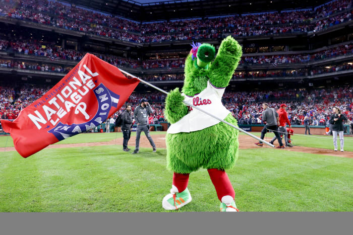 The Phillie Phanatic celebrates